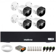 Kit 4 Câmeras Intelbras VHD 3530 B 5MP HDCVI Bullet Visão Noturna 30m IP67 + DVR Intelbras MHDX 3004-C 4 Canais
