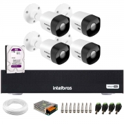 Kit 4 Câmeras Intelbras VHD 3530 B 5MP HDCVI Bullet Visão Noturna 30m IP67 + DVR Intelbras MHDX 3004-C 4 Canais + HD 1TB Purple