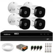 Kit 4 Câmeras Intelbras VHL 1220 B Full HD 1080p Bullet HDCVI Lite + DVR Intelbras MHDX 1204 4 Canais
