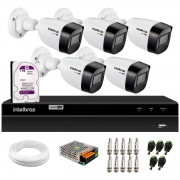 Kit 5 Câmeras Intelbras VHD 1130 B HD 720p com Lente 2.8mm Visão Noturna 30m Resistente à Chuva IP67 + DVR Intelbras MHDX 1208 8 Canais + HD 1TB