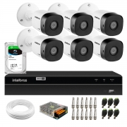 Kit 6 Câmeras Bullet de Segurança VHD 1010 B Infra + DVR 8 canais MHDX 1208 Detecção Inteligente de Movimento + HD 2TB