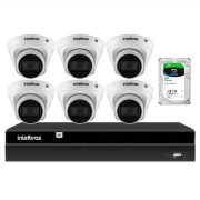 Kit 6 Câmeras de Segurança Dome Intelbras Full HD 1080p VIP 1230 D G4 + NVR Intelbras Digital Video 8 Canais Recorder NVD 1408 4K + HD 1TB
