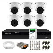 Kit 6 Câmeras Dome Multi HD VHD 1010 D + DVR 8 canais MHDX 1208 Detecção Inteligente de Movimento + HD 2TB