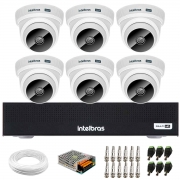 Kit 6 Câmeras Intelbras VHC 1120 D HD 720p Infravermelho de 20 metros Lente 2.8mm + Gravador Digital de vídeo Intelbras MHDX 1008-C