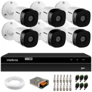 Kit 6 Câmeras Intelbras VHD 1015 Bullet HD 720p Lente 3.6mm Visão Noturna 15M Proteção IP67 + DVR Intelbras MHDX 1208 8 Canais Multi HD