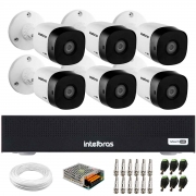 Kit 6 Câmeras Intelbras VHD 1230 B Full HD 1080p Bullet Visão Noturna de 30 metros IP67 + Dvr Intelbras MHDX 1008-C 8 Canais
