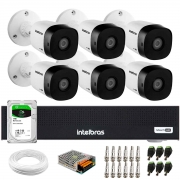 Kit 6 Câmeras Intelbras VHD 1230 B Full HD 1080p Bullet Visão Noturna de 30 metros IP67 + Dvr Intelbras MHDX 1008-C 8 Canais + HD 1TB BarraCuda