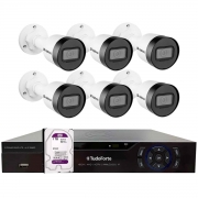 Kit 6 Câmeras Intelbras VLP 1230 B IP Bullet Full HD 1080p IP67 Visão Noturna 30m + DVR Tudo Forte TFHDX 3308 8 Canais + HD 1TB Purple