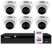 Kit 6 Câmeras IP Intelbras Full HD 2MP VIP 1230 D G4 Dome IR 30m + Gravador Digital de Vídeo NVR NVD 1408 - 8 Canais + HD 1TB Purple