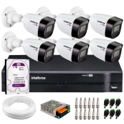 Kit 6 Câmeras VHD 1120 B G6 + DVR Intelbras + HD 1TB + App + Fonte, Cabos e Acessórios