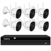 Kit 6 Câmeras WiFi Sem Fio Visão Noturna 30m Intelbras iM5 SC Full HD 1080p Com Microfone + NVR Gravador 1408 8 Canais Intelbras