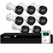 Kit 8 Câmeras de Segurança Bullet Intelbras Full HD 1080p VIP 1230 B G4 + NVR Intelbras Digital Video 8 Canais Recorder NVD 1408 4K + HD 1TB