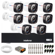 Kit 8 Câmeras de Segurança Full HD 1080p 2MP Bullet 20 Metros Infravermelho Tudo Forte + Gravador Digital de vídeo Intelbras MHDX 1008-C