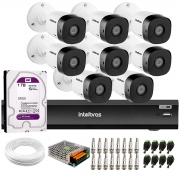 Kit 8 Câmeras de Segurança Full HD Intelbras VHD 1220 B G6 + DVR Intelbras Gravador de Vídeo Digital iMHDX 3008 - 8 Canais + HD 1TB