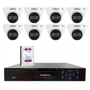 Kit 8 Câmeras Dome VLP 1230 D IP Full HD 1080p IP67 IR 30m Intelbras + DVR Tudo Forte TFHDX 3304 4 Canais + HD 1TB Purple