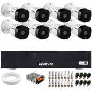 Kit 8 Câmeras Intelbras VHD 1230 B Full HD 1080p Bullet Visão Noturna de 30 metros IP67 + DVR Intelbras MHDX 3008-C 8 Canais