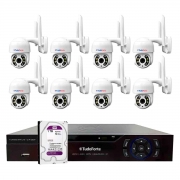 Kit 8 Câmeras Ip Wifi Speed Dome Externa Motorizada Full HD Tudo Forte + DVR Gravador de Vídeo Tudo Forte TFHDX 3304 4 Canais + HD 1TB Purple
