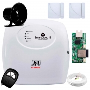 Kit de Alarme JFL SmartCloud 18 com 18 zonas + Sensor Magnético Abertura Sem Fio + Módulo Ethernet + Cabo 4 Vias 0,50mm 10m + Sirene