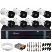Kit Intelbras 8 Câmeras HD 720p VHL 1120 B + DVR 1108 Intelbras + Acessórios