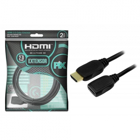 Cabo Extensor HDMI Macho X HDMI Femea 4K HDR 2M Pix 018-9420 30071