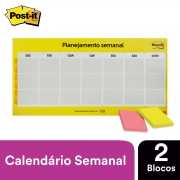 Calendário Semanal Post-It 2 Blocos 38mm X 50mm 50 Fls HB004605661 29173