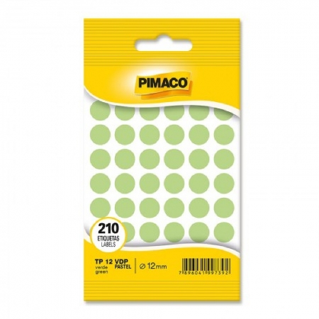 Etiqueta Autoadesiva Verde Pastel 12mm 5 Folhas Tp12 Pimaco 33154