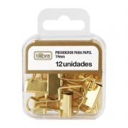 Prendedor de Papel Tilibra Binder 19mm Dourado Com 12 Unidades 178250 27473