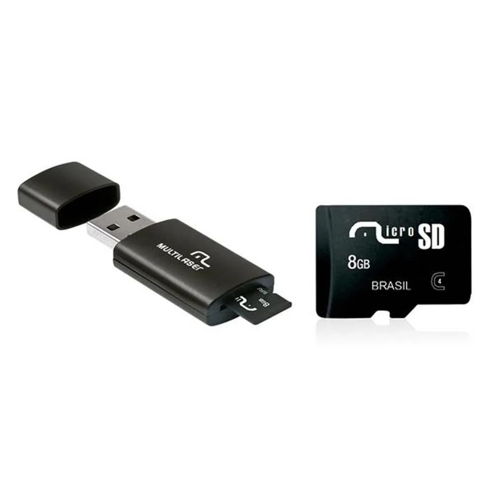Adaptador USB + Cartão de Memoria 8Gb Multilaser Smartogo Classe 4 MC120 28786