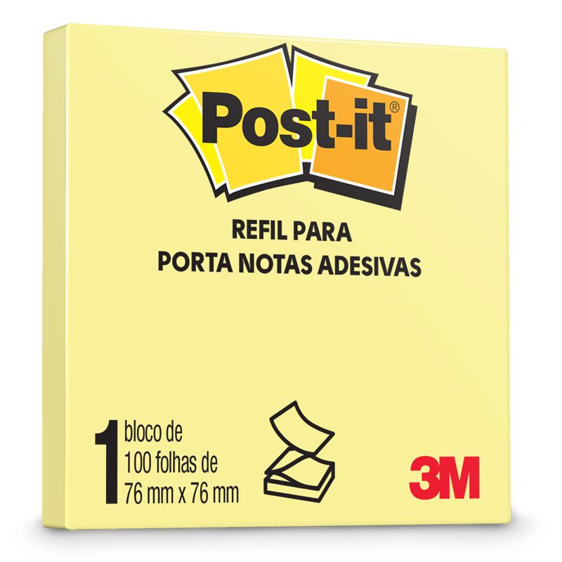 Bloco de Notas Adesivas Post-it® Refil Amarelo 76 mm x 76 mm - 100 folhas 01784