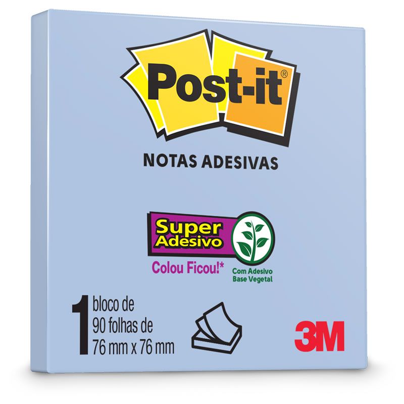 Bloco de Notas Super Adesivas Post-it® Azul 76 mm x 76 mm - 90 folhas 24029
