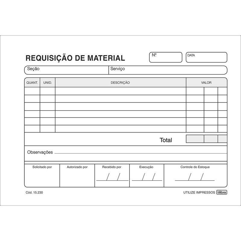 Bloco Requisição Material Simplificado 152307 Tilibra 02686
