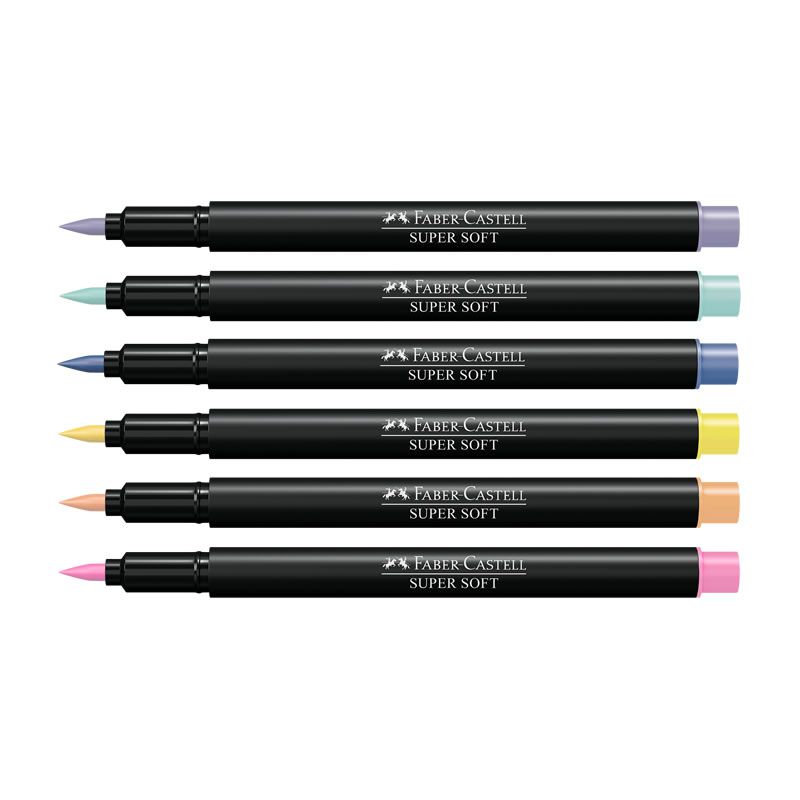 Caneta Pen Brush Faber-Castell Supersoft 6 Cores Pastel 15.0706TPSOFT 27634
