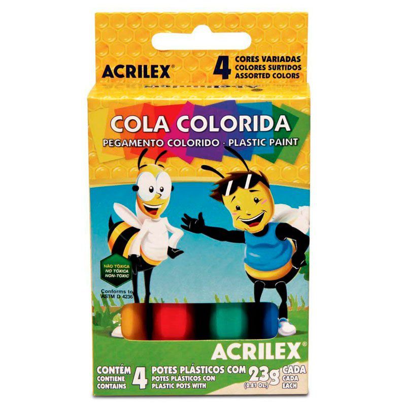 Cola Colorida Acrilex 4 Cores Sortidas 2604 04256