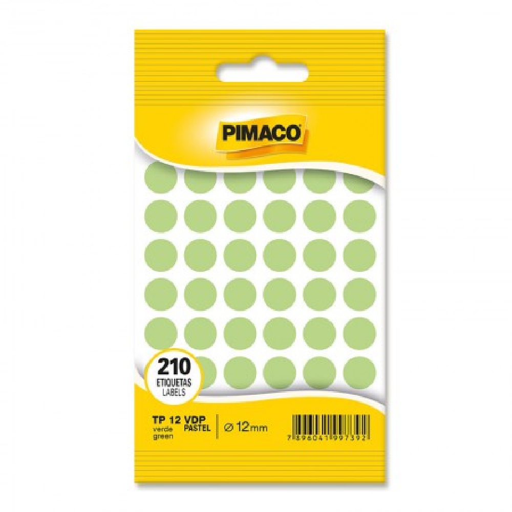 Etiqueta Autoadesiva Verde Pastel 12mm 5 Folhas Tp12 Pimaco 33154