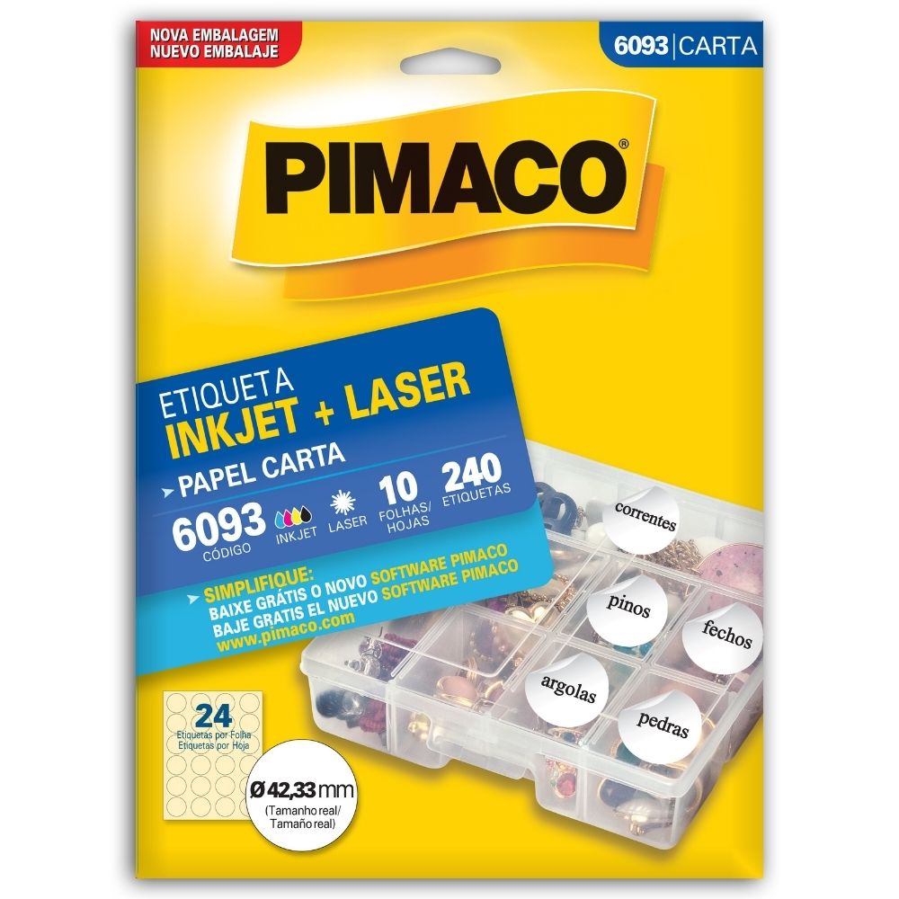 Etiqueta Pimaco Inkjet + Laser - 6093 00757