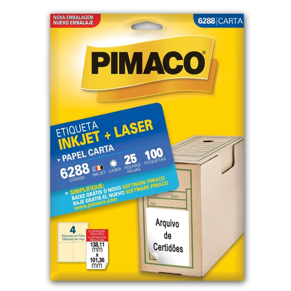 Etiqueta Pimaco Inkjet + Laser - 6288 00279