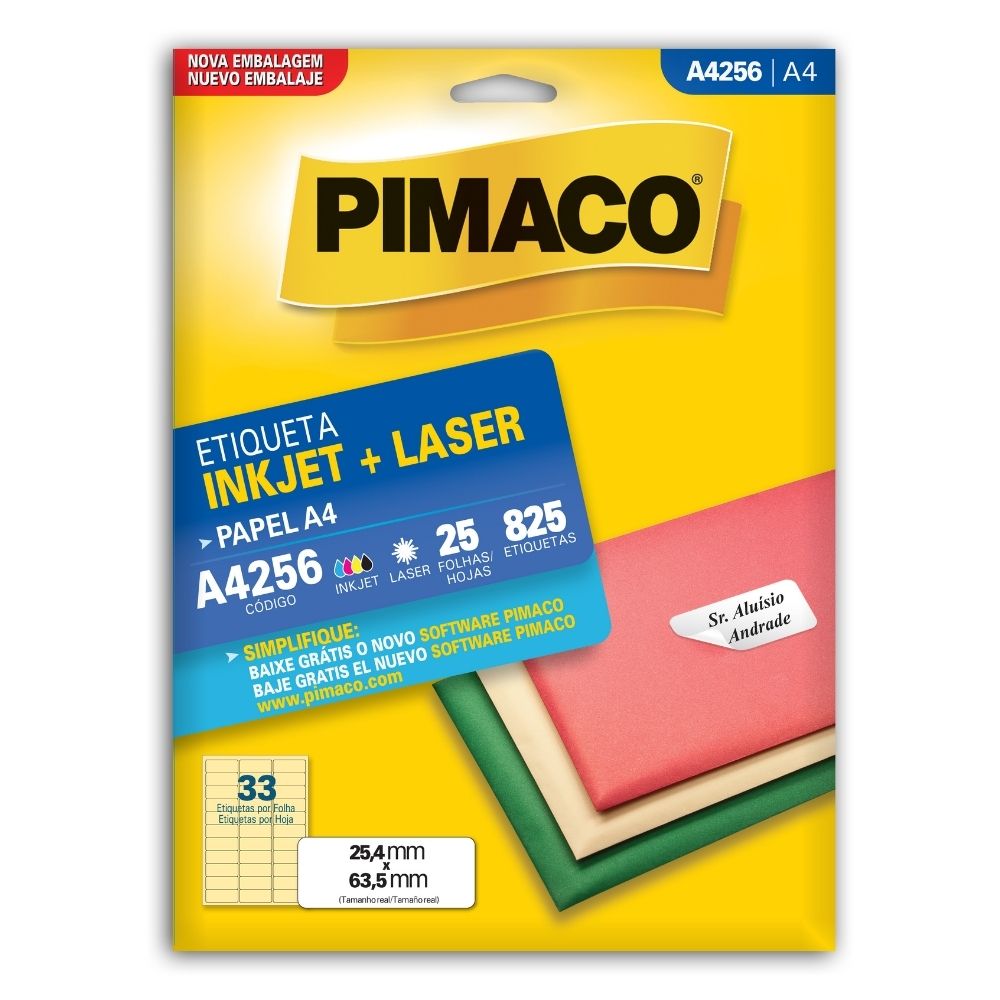 Etiqueta Pimaco Inkjet + Laser - A4256 00096