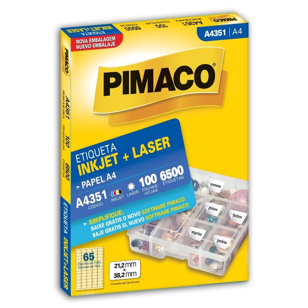 Etiqueta Pimaco Inkjet + Laser - A4351 02180