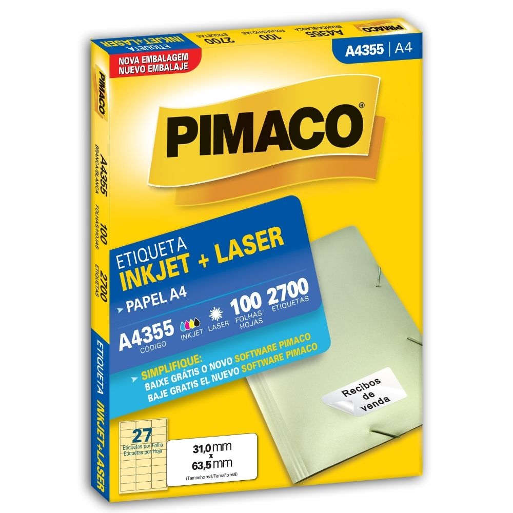 Etiqueta Pimaco Inkjet + Laser - A4355 04823