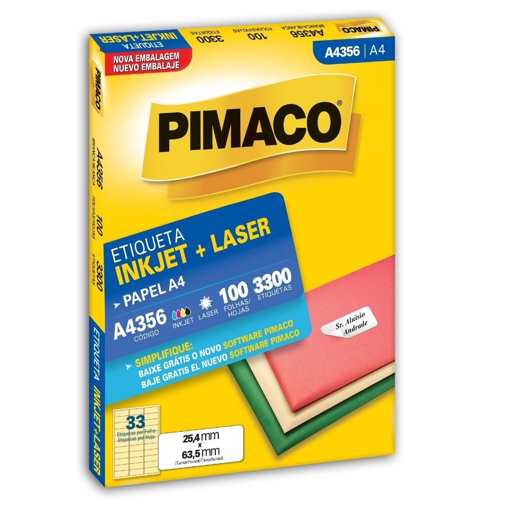 Etiqueta Pimaco Inkjet + Laser - A4356 02181