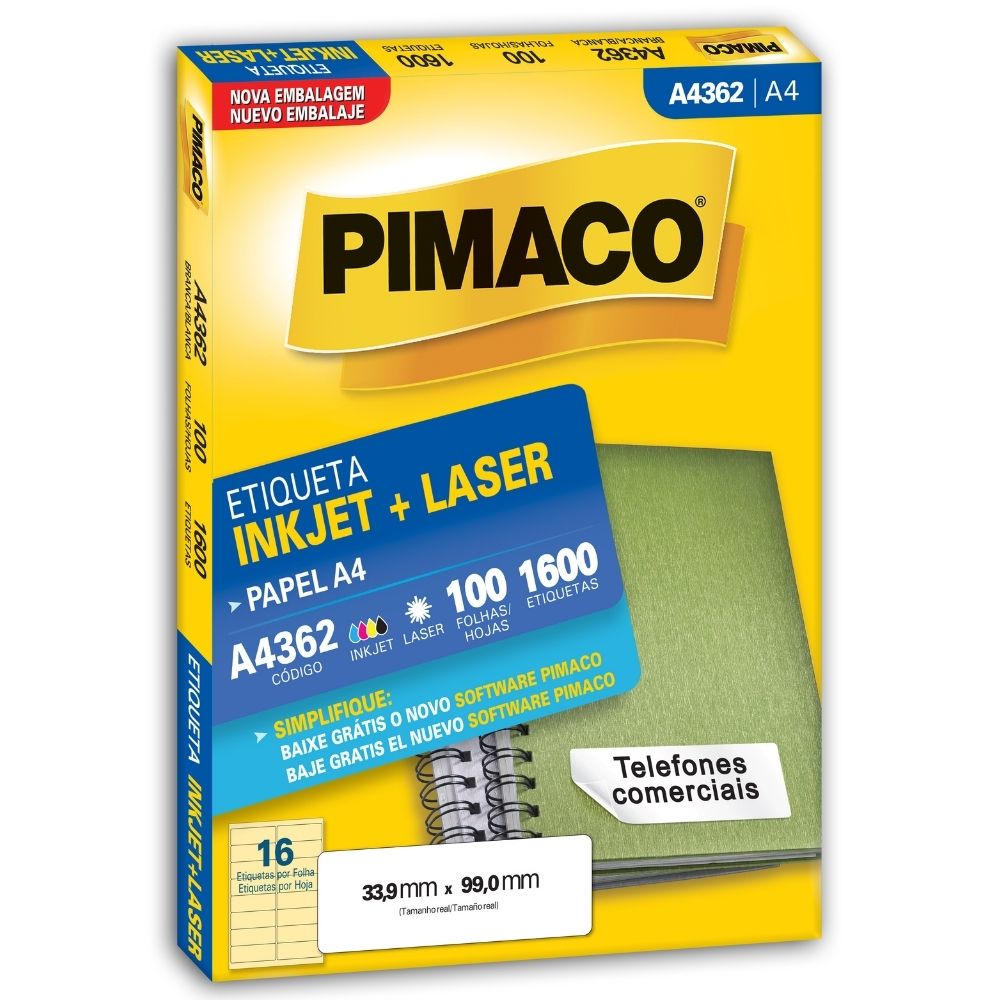 Etiqueta Pimaco Inkjet + Laser - A4362 00436
