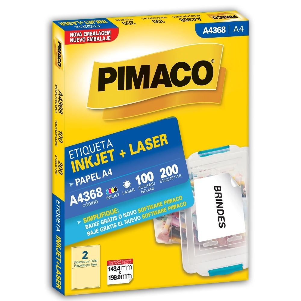 Etiqueta Pimaco Inkjet + Laser - A4368 08128