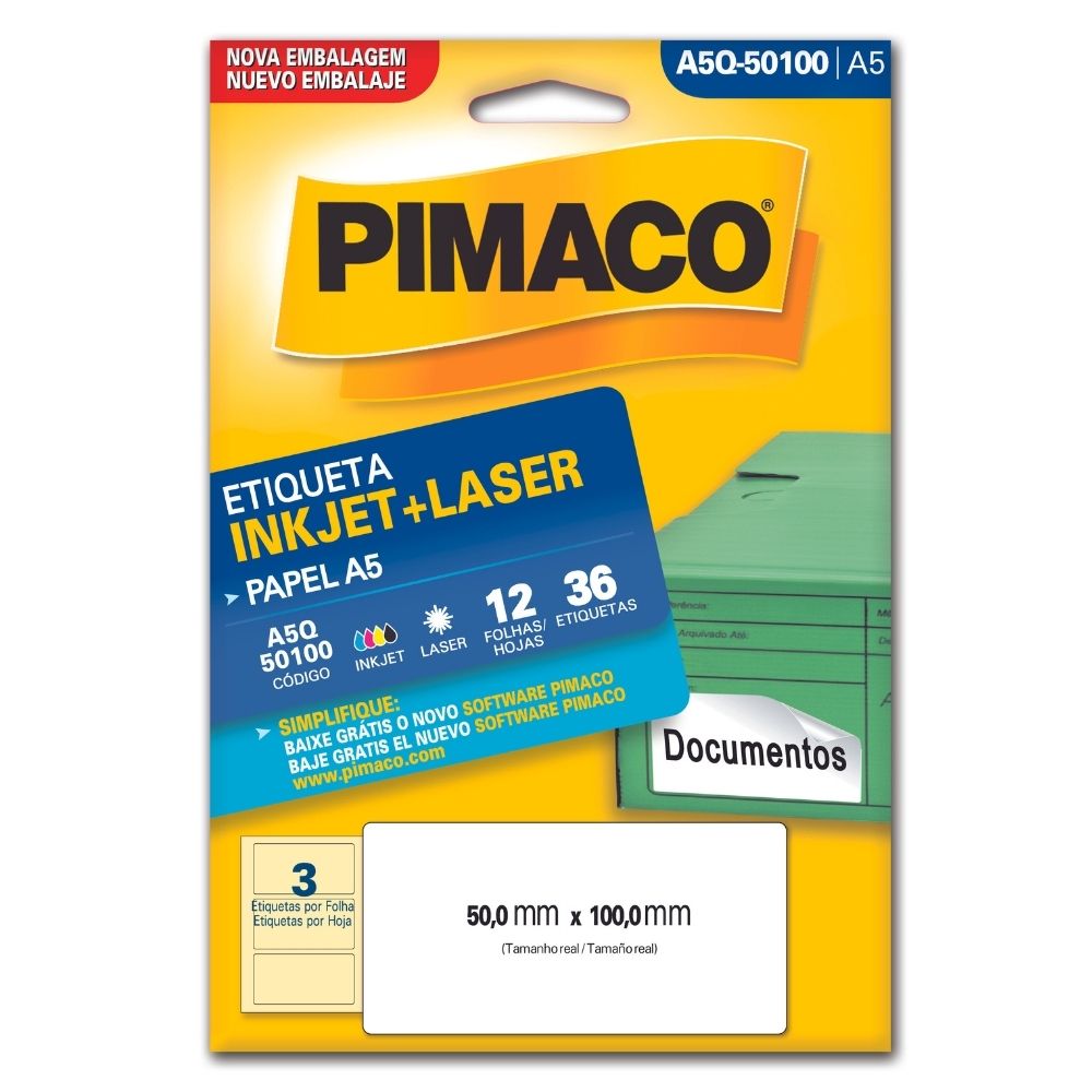 Etiqueta Pimaco Inkjet + Laser - A5Q50100 02197