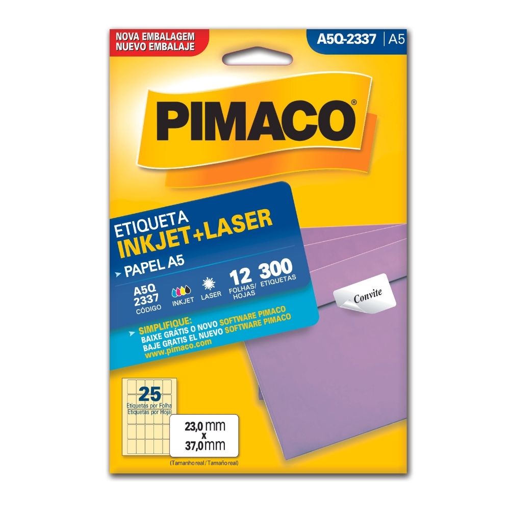 Etiqueta Pimaco Inkjet + Laser - A5Q-2337 02193