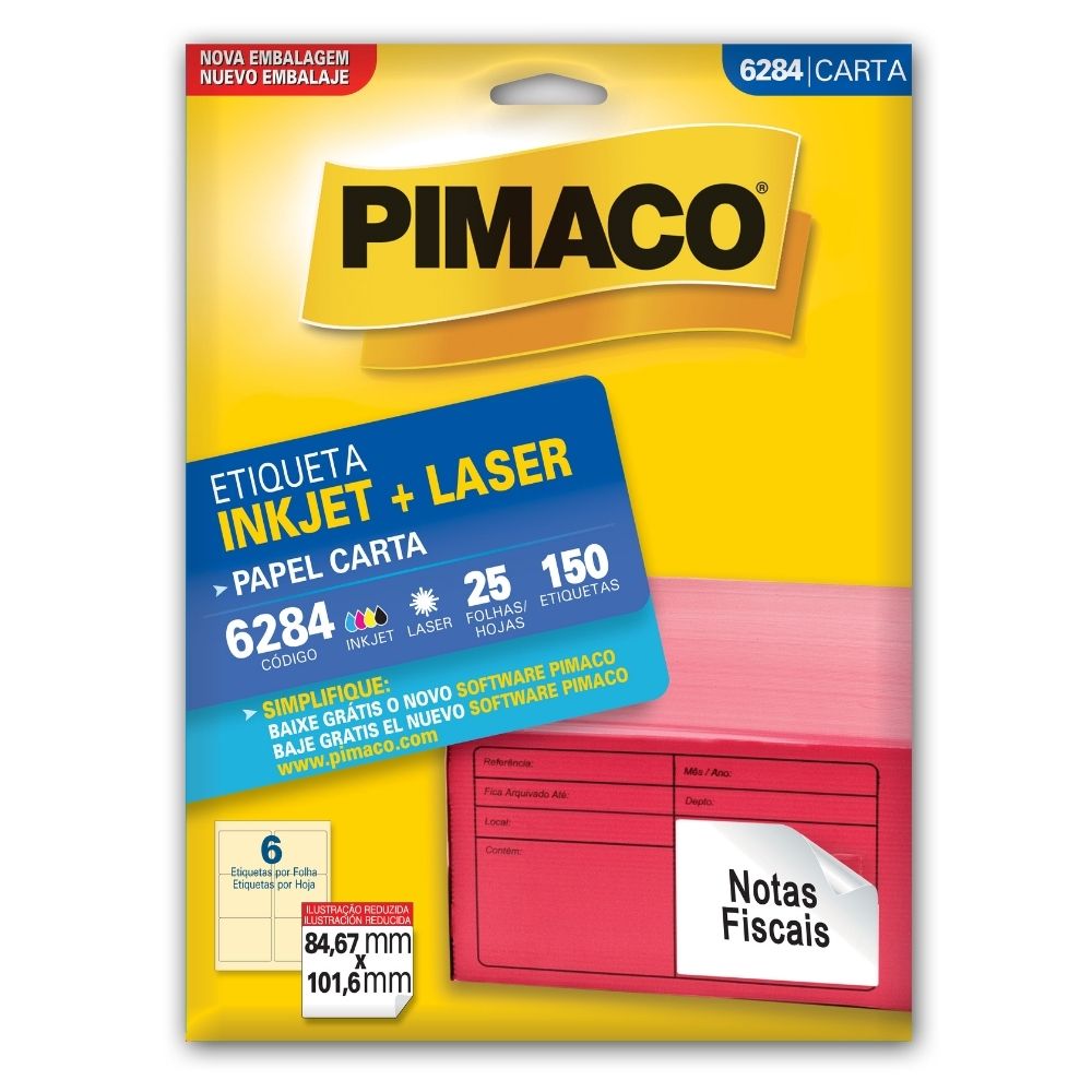 Etiqueta Pimaco Laser 150 Unidades 84.67X101.6mm 6284 00473