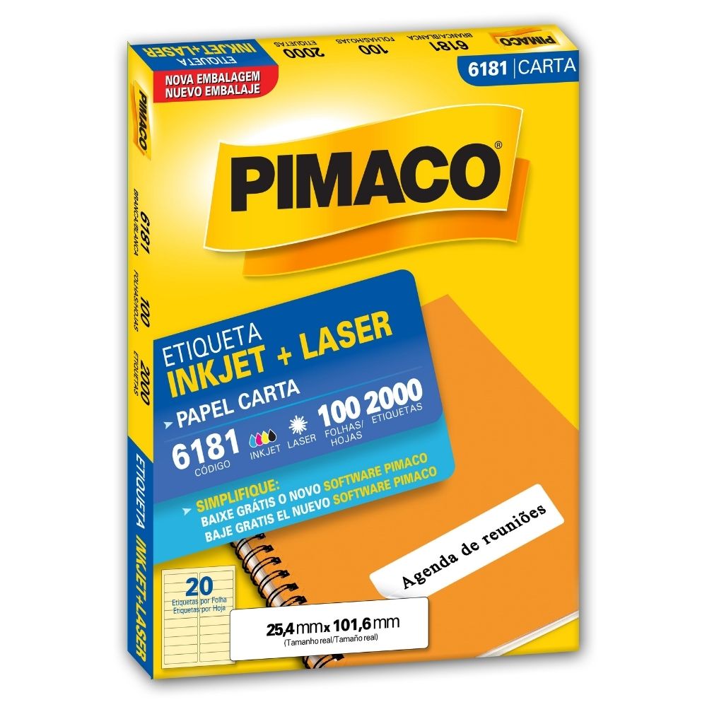 Etiqueta Pimaco Laser 2000 Unidades 25,4X101,60mm 6181 00185