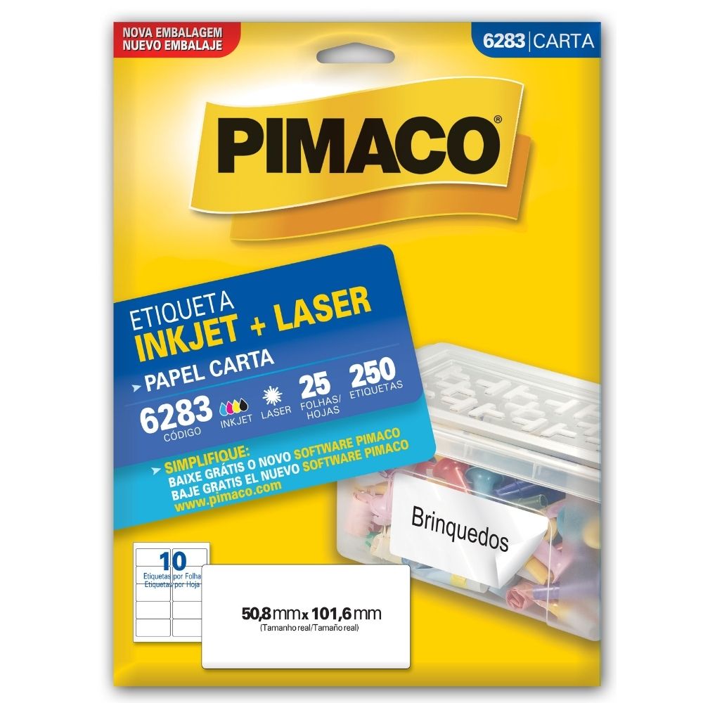 Etiqueta Pimaco Laser 250 Unidades 50.8X101.6mm 6283 00108