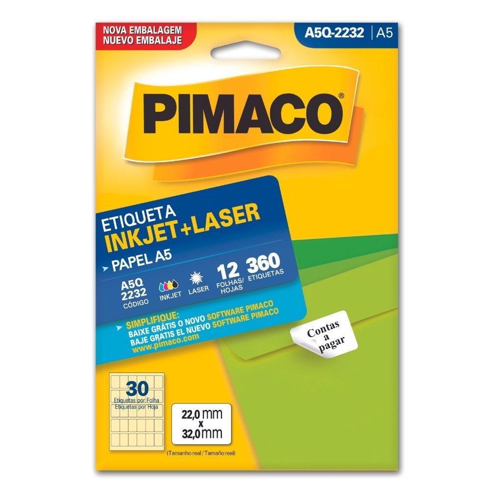 Etiqueta Pimaco Laser 360 Un 12 Fls 22X32Mm A5Q-2232 02192