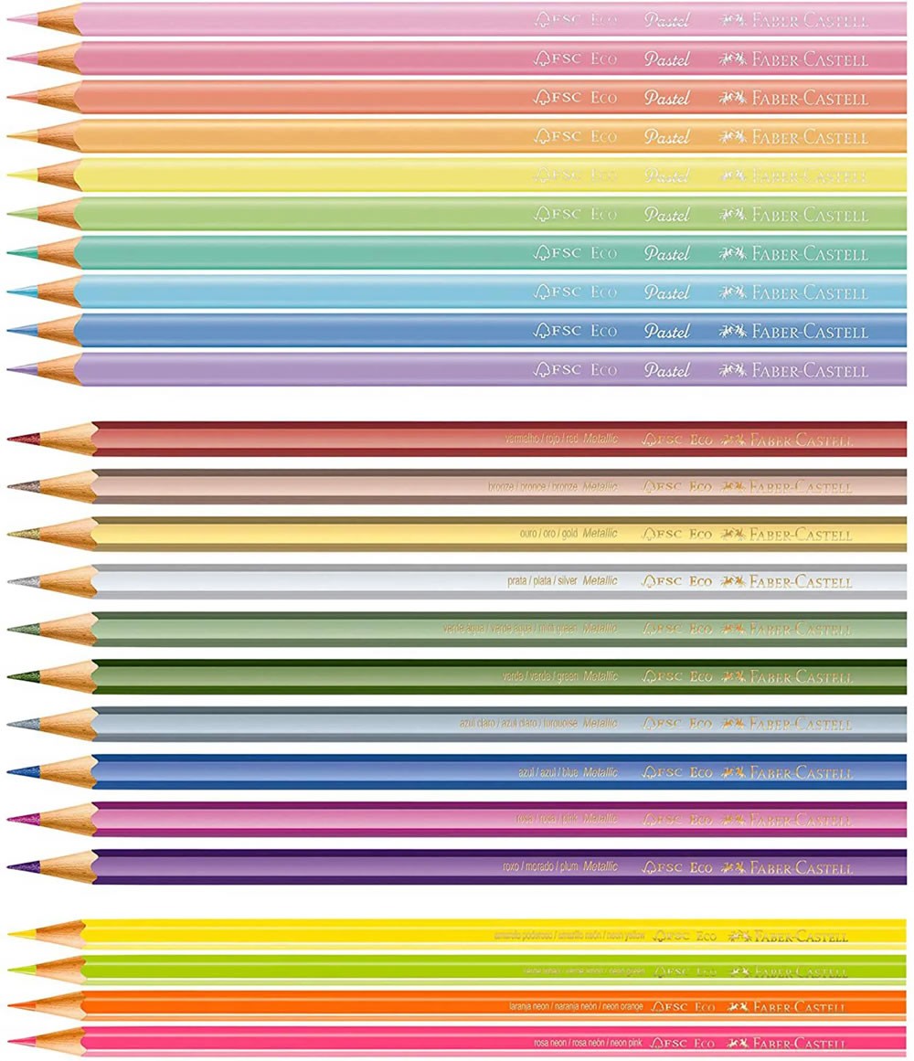 Kit Lápis de Cor Pastel + Metalico + Neon Faber-Castell Kit/Cores 29840
