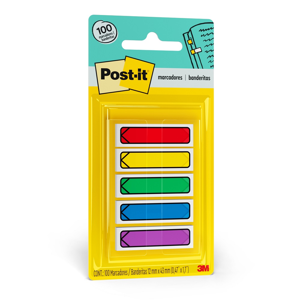Marcador de Página Adesivo Post-it® Flags Setas 5 Cores Sortidas 11,9 mm x 43,2 mm - 100 folhas 24019